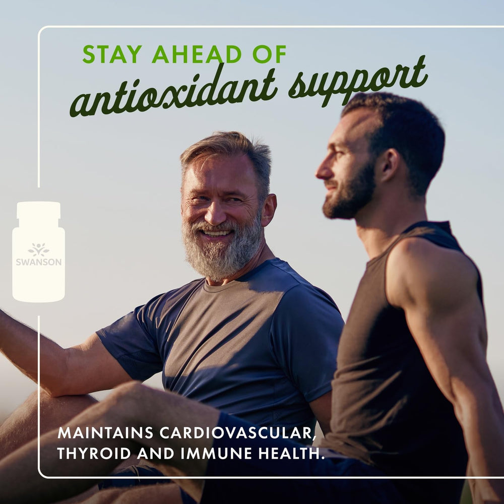 Close-up of Swanson Selenium label showing 100mcg per capsule