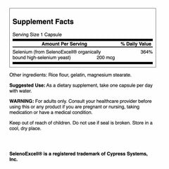 Close-up of SelenoExcell Selenium 200 mcg capsules