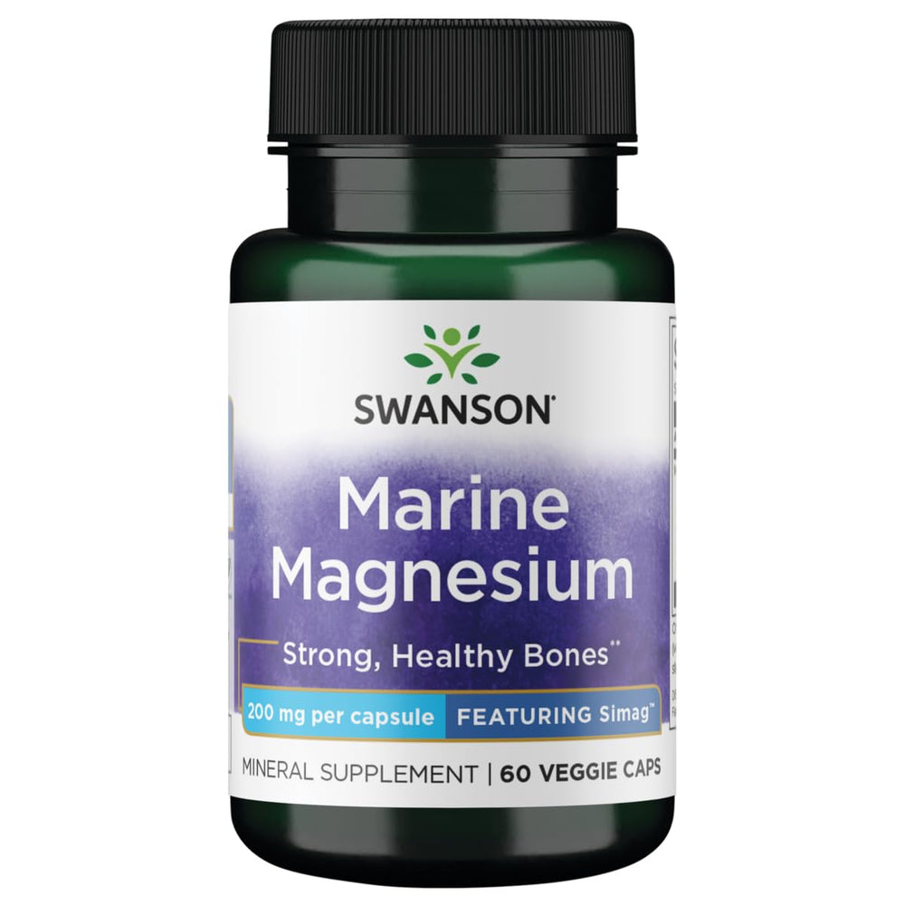 Swanson Simag Marine Magnesium 200 mg bottle with 60 vegetarian capsules