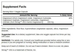 Close-up of Swanson Simag Marine Magnesium vegetarian capsules