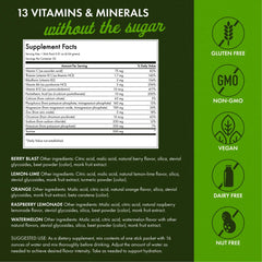 Pouring Swanson Simply Hydrate powder into a glass of water