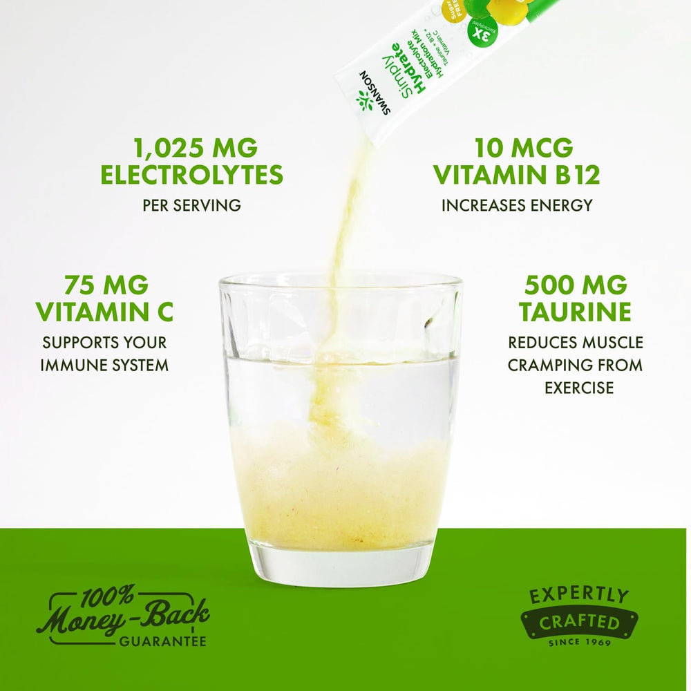 Dissolving Swanson Simply Hydrate electrolyte drink mix in water