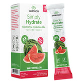 Swanson Simply Hydrate electrolytes 8-pack box front with Sugar-Free Watermelon flavor