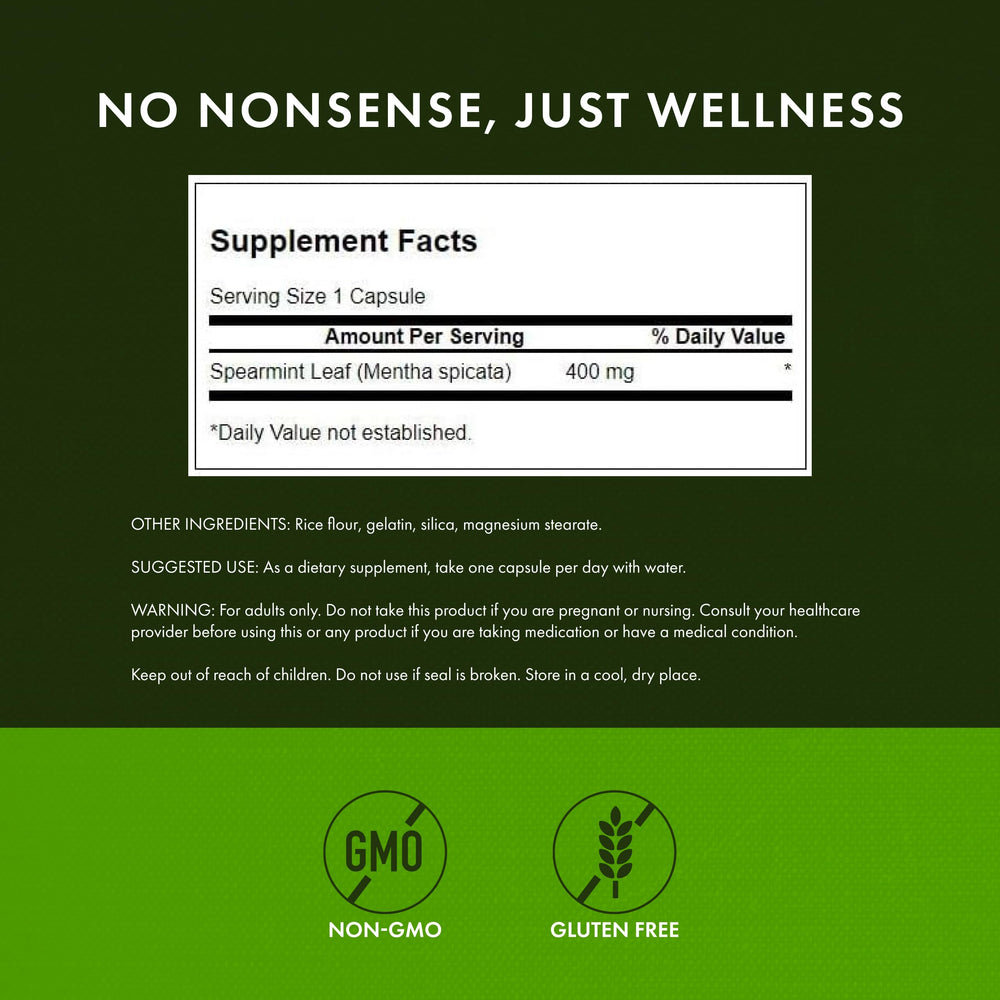 Label for Swanson Spearmint Leaf supplement