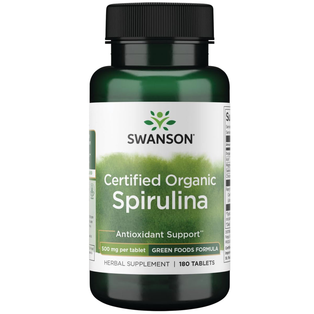 Swanson Organic Spirulina 500 mg – 180 tabs bottle
