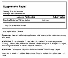 Close-up of Stinging Nettle Leaf capsules (400 mg each)