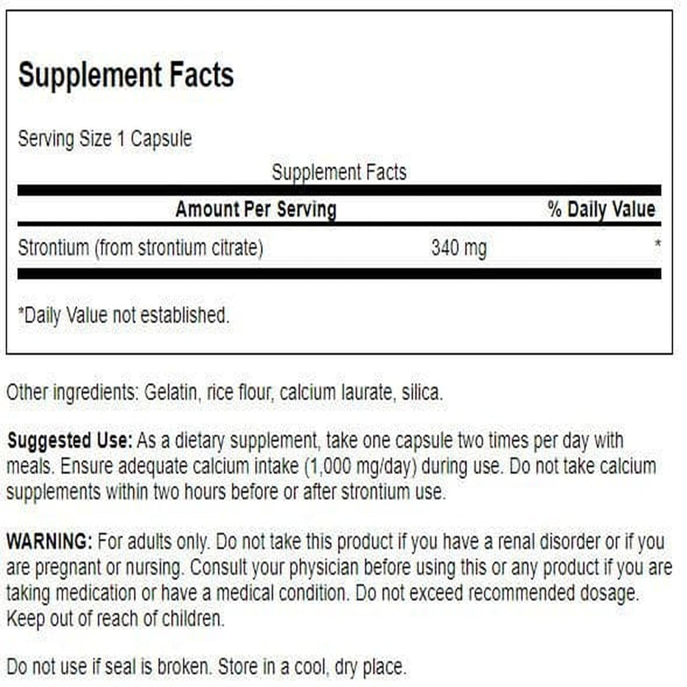 Capsules of Swanson Strontium Citrate 340 mg