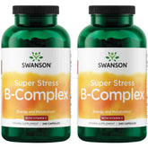 Bottle of Swanson Super Stress B-Complex with label visible