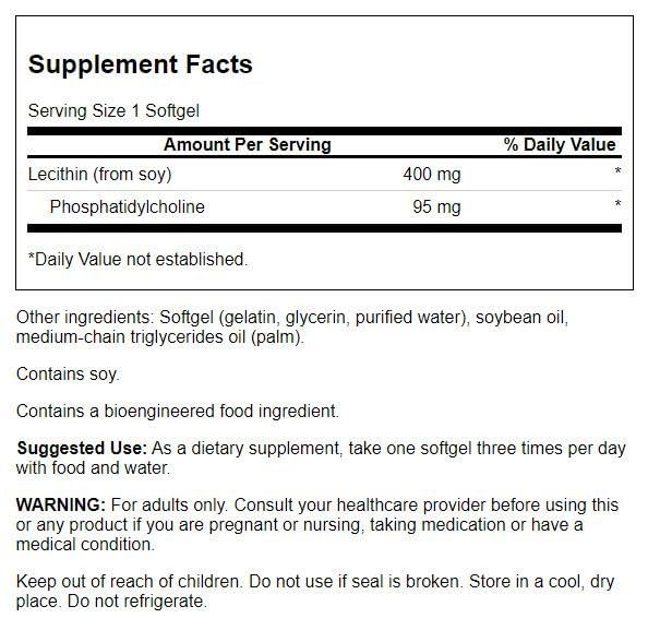 Swanson Supreme Lecithin 300 Softgels bottle with label and capsules