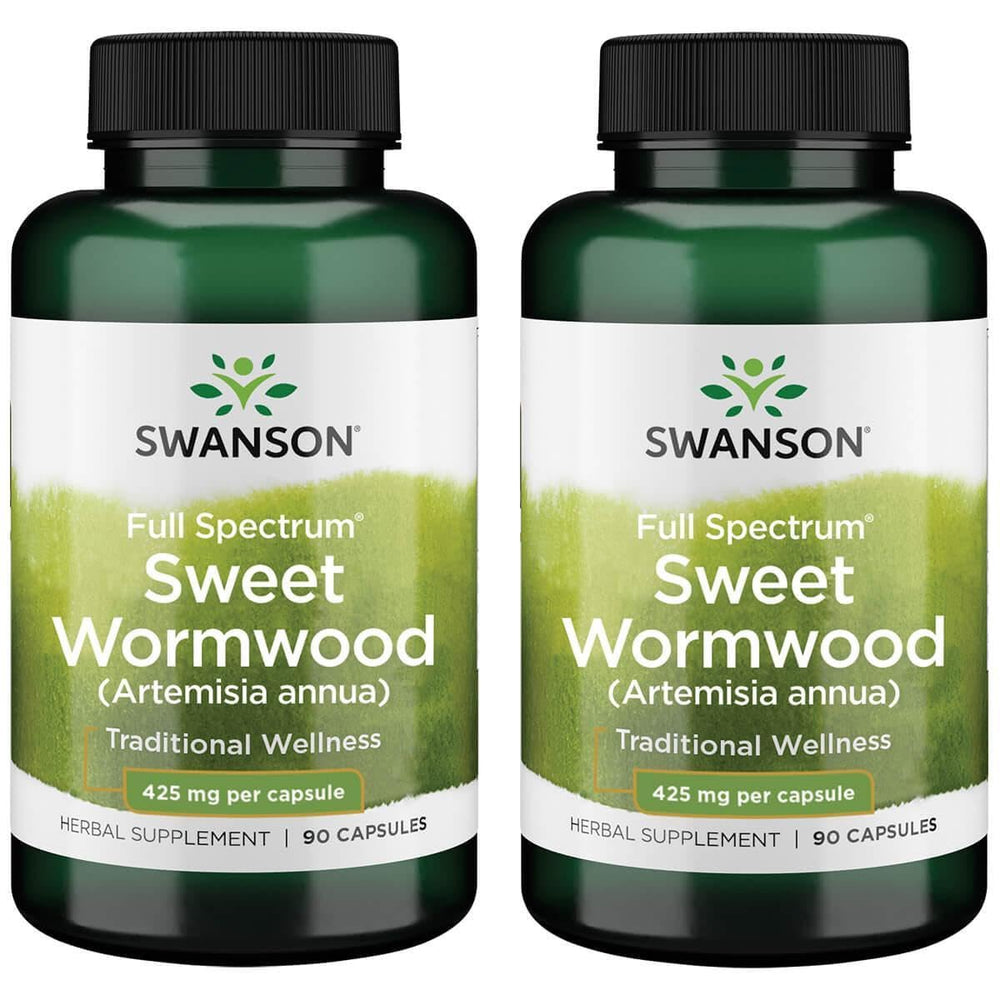 Swanson Sweet Wormwood bottle label highlights GI health support.