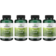 Swanson Thyme Leaf 500mg capsules in four-pack bottle – product hero