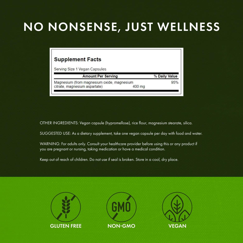 Close-up of Swanson Triple Magnesium Complex capsules