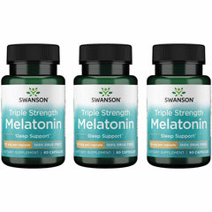 Swanson Triple Strength Melatonin 10mg bottle - 60 capsules - 3 pack