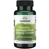 Swanson Full Spectrum Turmeric Ashwagandha & Ginseng Complex 60-cap bottle on white background