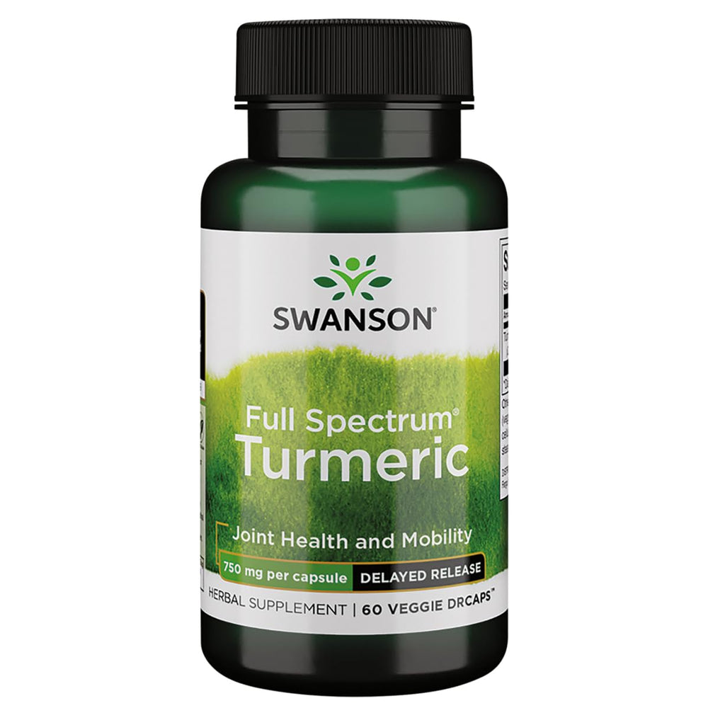 Swanson Full Spectrum Turmeric Delayed Release 750 mg bottle - front view
