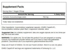 Swanson Full Spectrum Turmeric Delayed Release 750 mg bottle - label close-up