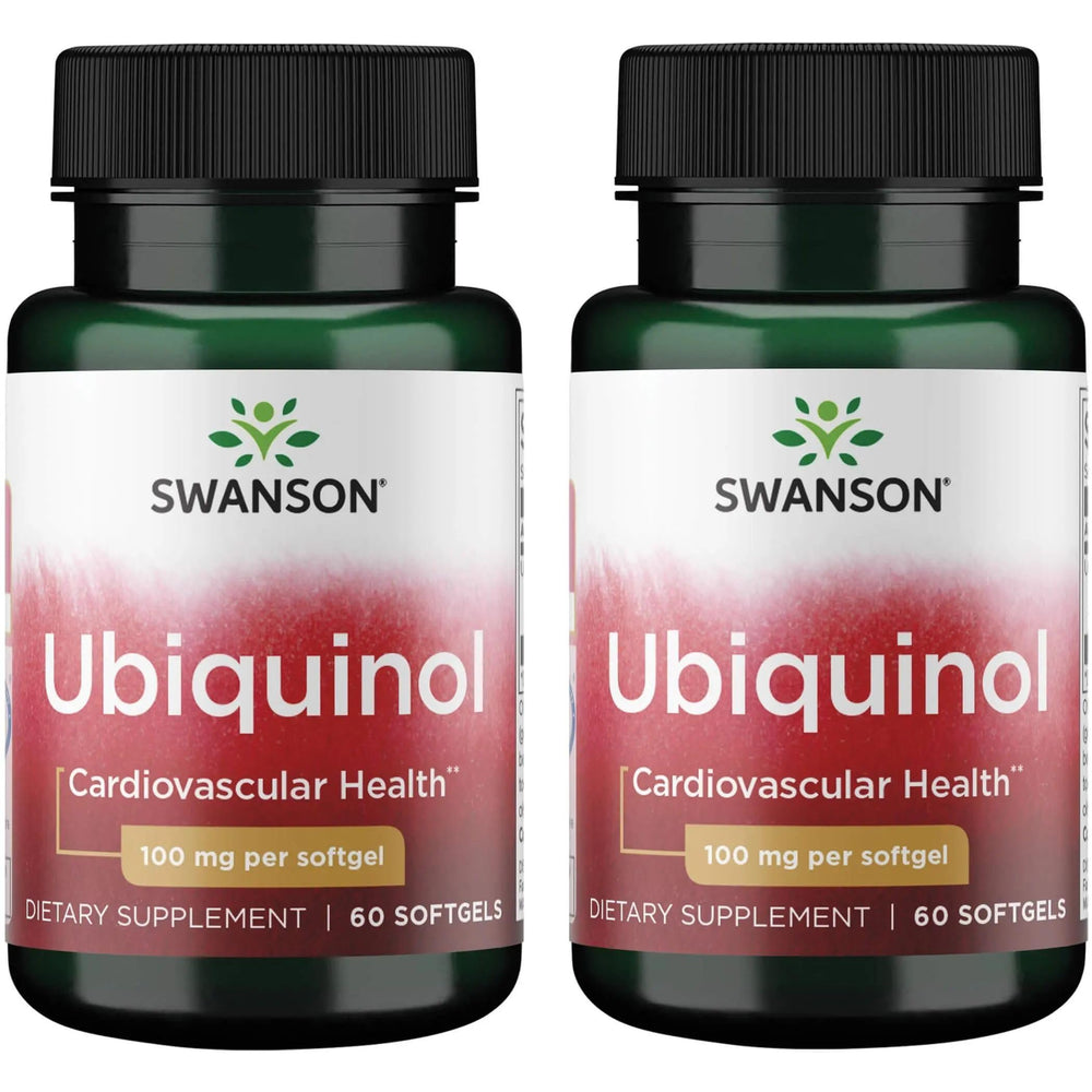 Front view of Swanson Ubiquinol 100 mg 60 Sgels bottle (2-pack)