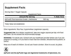 Swanson L-Methionine AJI 500mg label with Ajinomoto source
