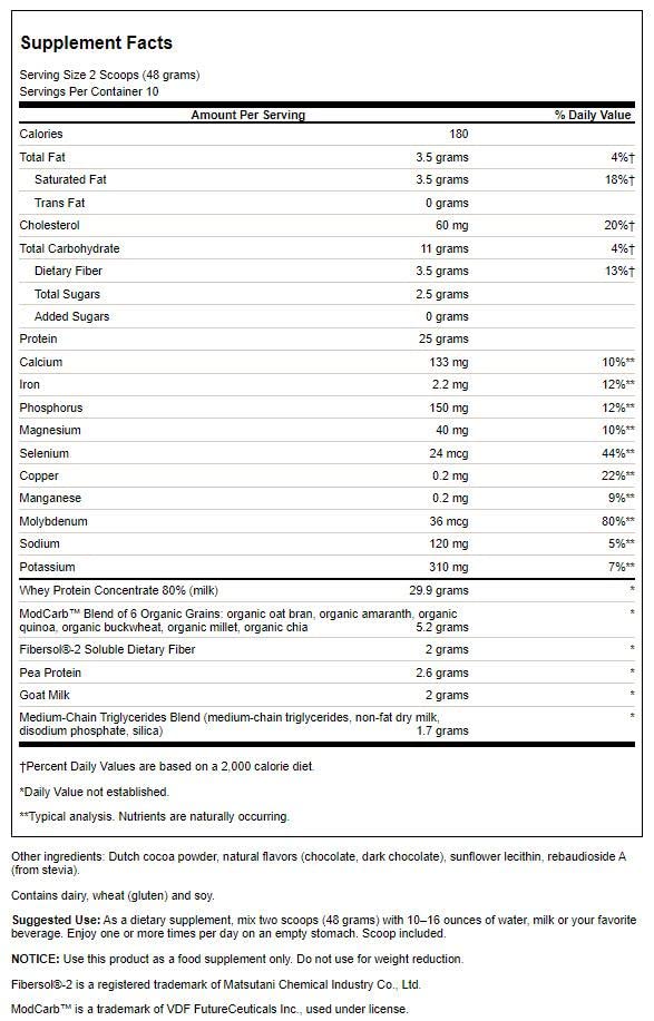 Swanson ULT Senior Muscle RET PD chocolate package showing easy-mix chocolate flavor