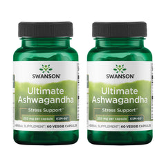 Front view of Swanson Ultimate Ashwagandha KSM-66 bottle