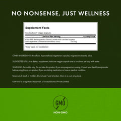 Back of Swanson Ultimate Ashwagandha KSM-66 bottle with supplement facts