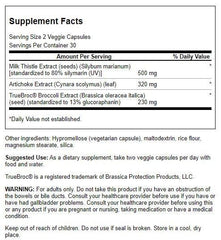 Product label highlighting 1% transparency and key detox ingredients
