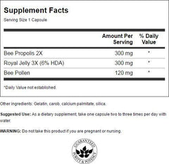 Close-up of royal jelly 6% HDA concentrate label