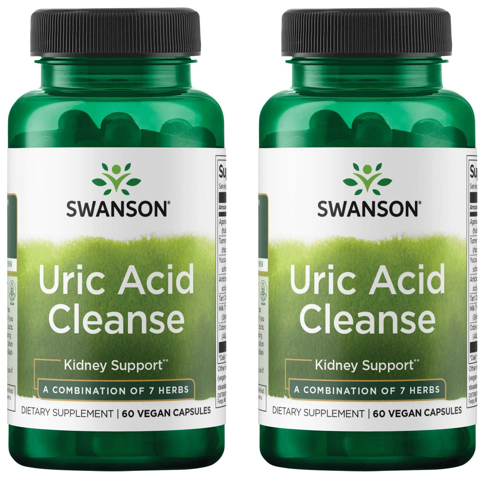 Swanson Uric Acid Cleanse bottle front with seven-herb blend for kidney support