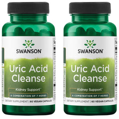 Swanson Uric Acid Cleanse bottle front with seven-herb blend for kidney support