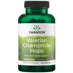 Swanson Valerian Chamomile Hops Sleep Complex bottle with label