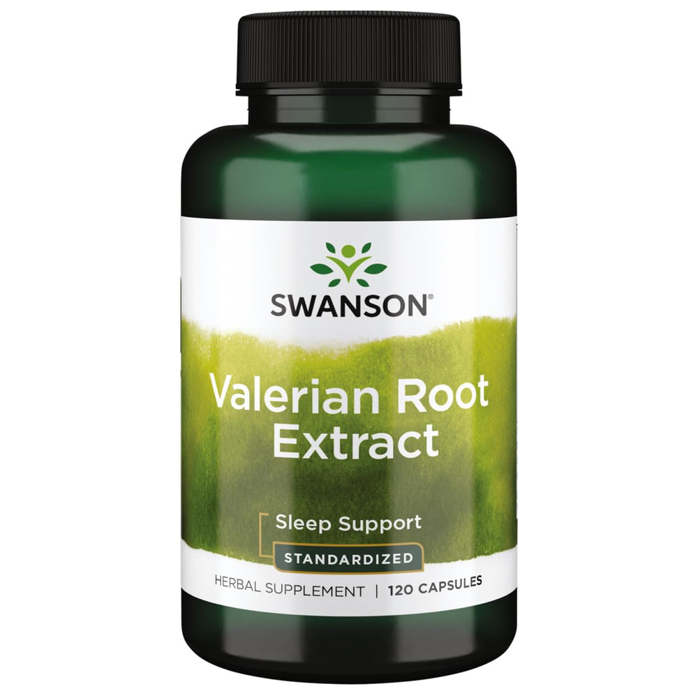 Bottle of Swanson Valerian Root standardized 200 mg with 120 capsules