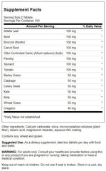 Swanson Veggies4Life 300 Tabs bottle – nutrition label close-up