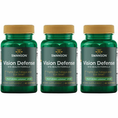 Front view of Swanson Vision Defense bottle showing 60 softgels in a 3-pack