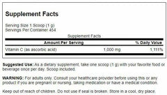 Close-up of Swanson Vitamin C Powder bottle label