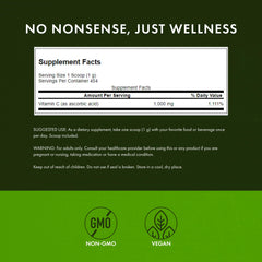 Ingredients list for Swanson Vitamin C Powder