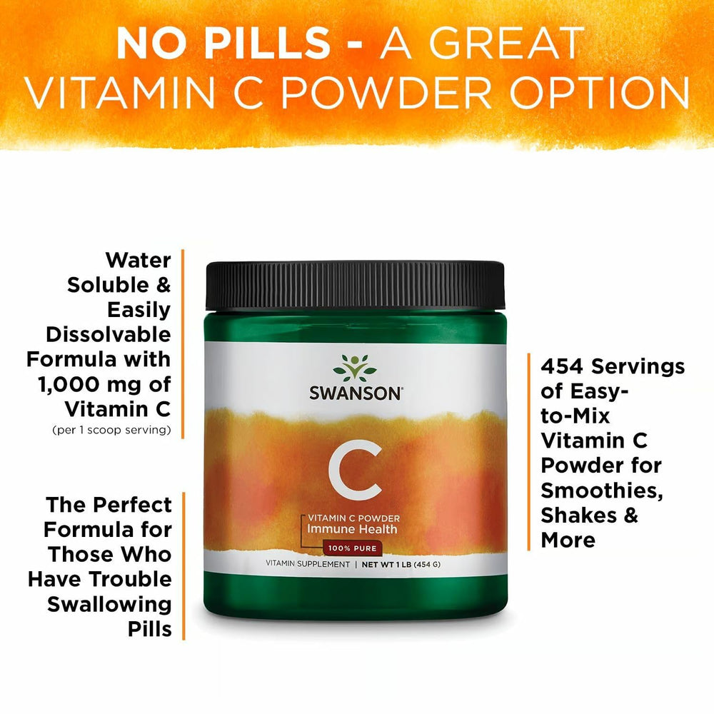 Pouring Swanson Vitamin C Powder into a scoop