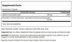 Close-up of Swanson Vitamin C with Rose HIPS capsules in bottle