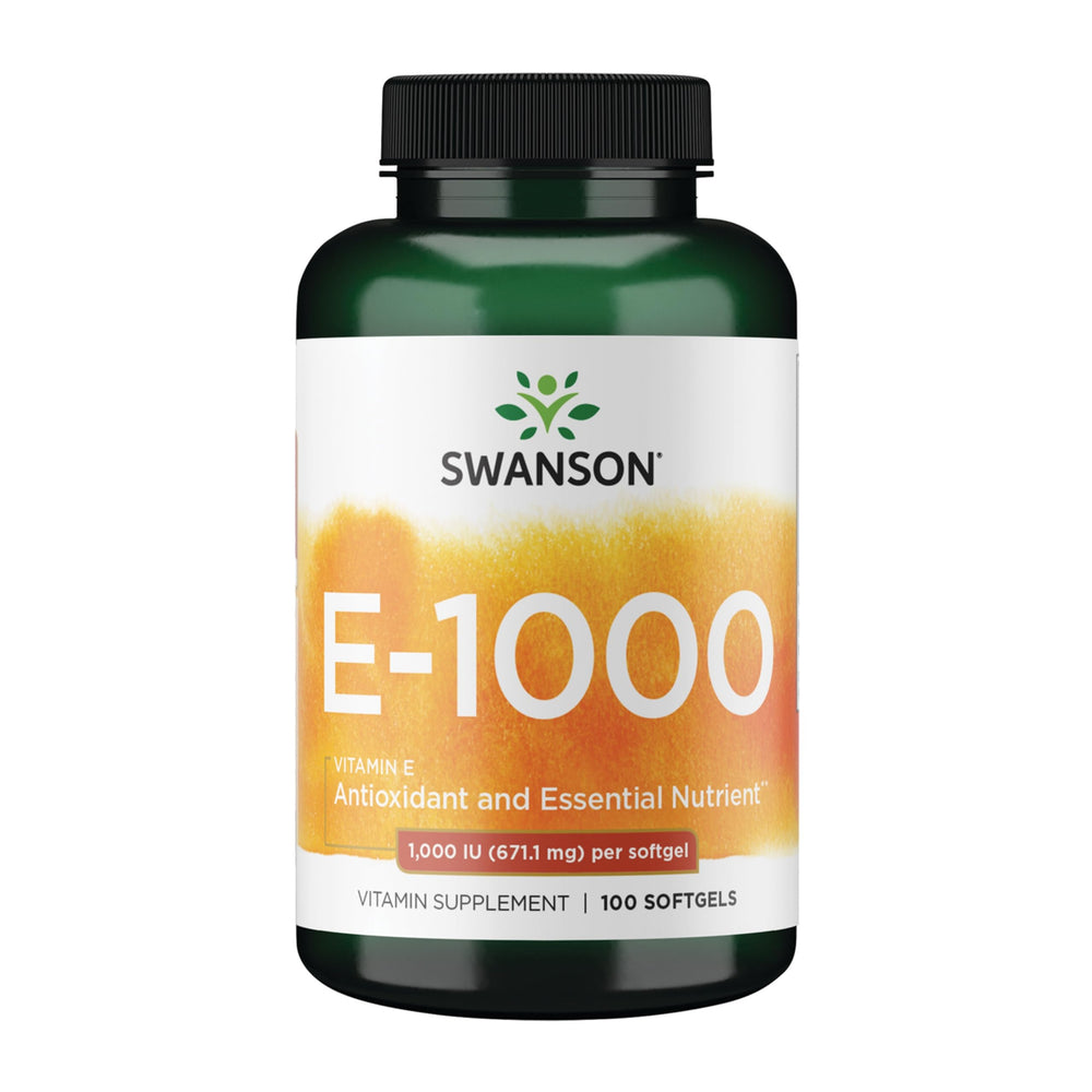 Swanson Vitamin E 1000 IU softgels bottle label