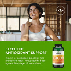 Lifestyle setting with Swanson Vitamin E bottle and capsule