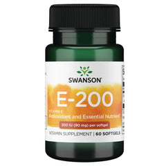 Bottle of Swanson Vitamin E 200 IU softgels