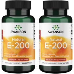 Swanson Natural Vitamin E 200 IU softgels bottle - 250 softgels, 2-pack