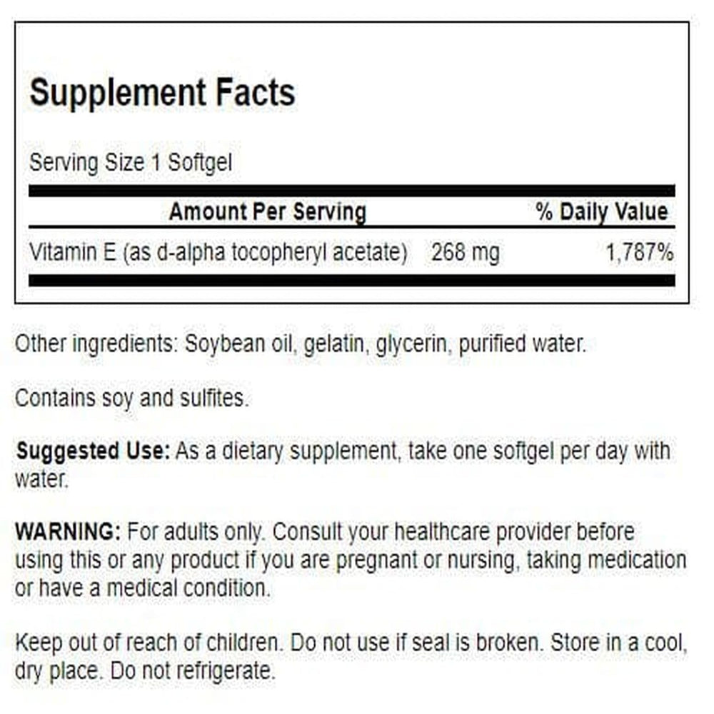 Swanson Vitamin E 400 IU label close-up