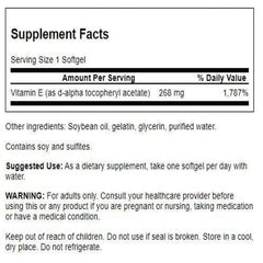 Swanson Vitamin E 400 IU label close-up
