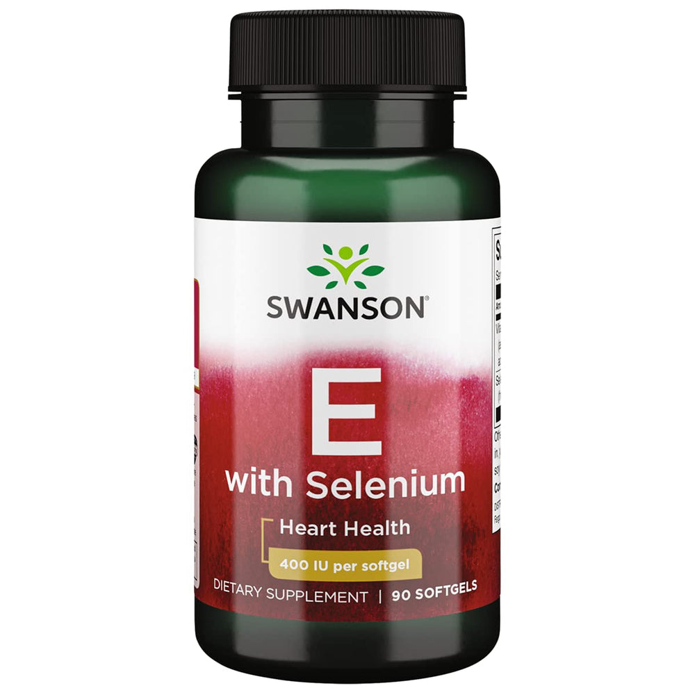 Front view of Swanson Vitamin E & Selenium 90 Sgels bottle
