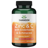 Swanson Zinc & C Lozenges with Elderberry & Echinacea – Orange & Lemon flavor packaging