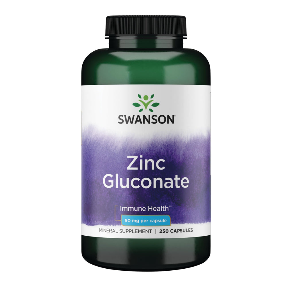Bottle of Swanson Zinc Gluconate 50mg capsules