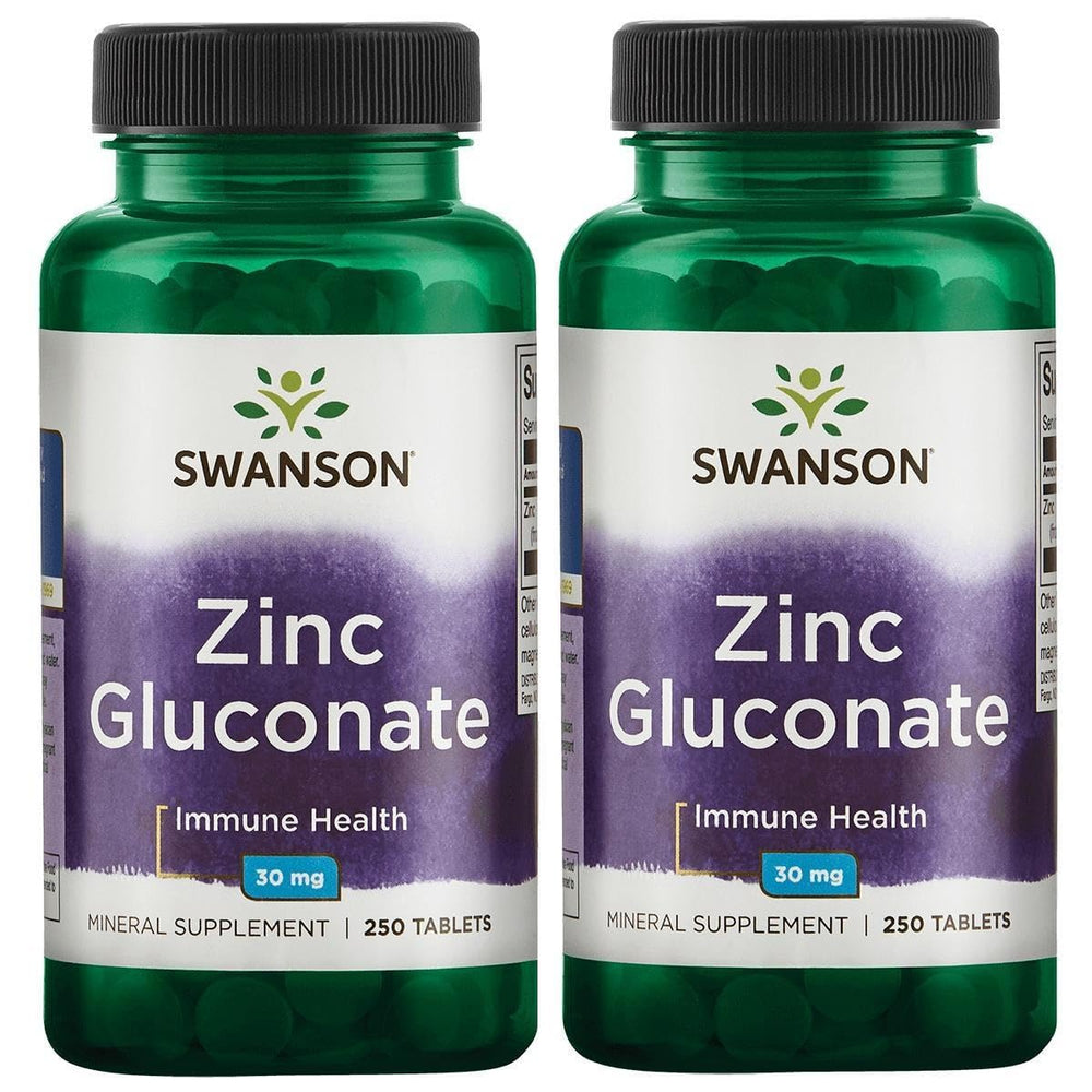 Swanson Zinc Gluconate 30mg tablets - 250 count, 2-pack