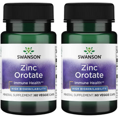 Swanson Zinc Orotate 10 mg elemental zinc – 60 vegan capsules, 2-pack