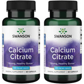 Front view of Swanson Calcium Citrate 200 mg 60 Caps (2 Pack) bottle