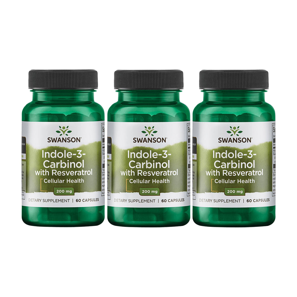 Swanson Indole-3-Carbinol with Resveratrol bottle - front view